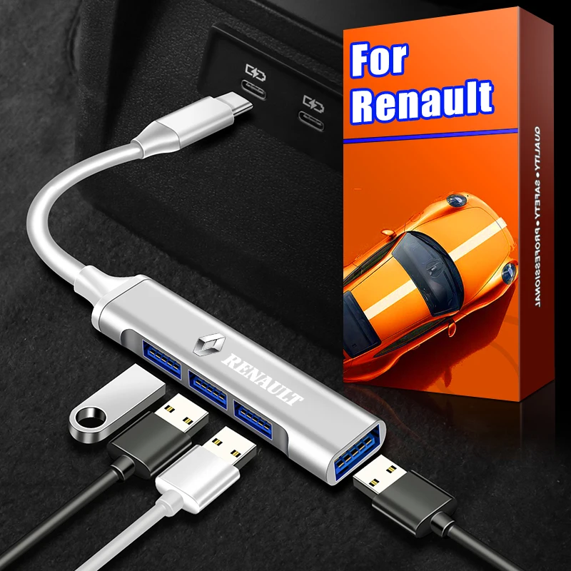 Фото Новый 1 шт. USB-адаптер Type-C Turn, многопортовый распределитель-концентратор для Renault Megane 2 3 4 Twingo Clio Talisman Captur Trafic Scenic 2 №2