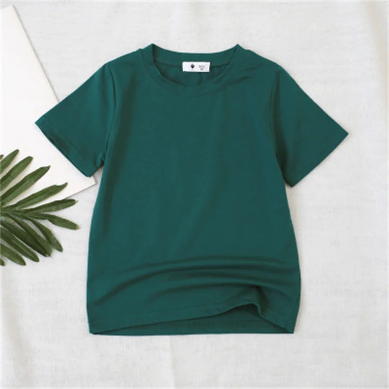 

Children's Cotton Short Sleeve Solid Color Round Neck T-shirt 2023 Fashion Children's Summer Wear