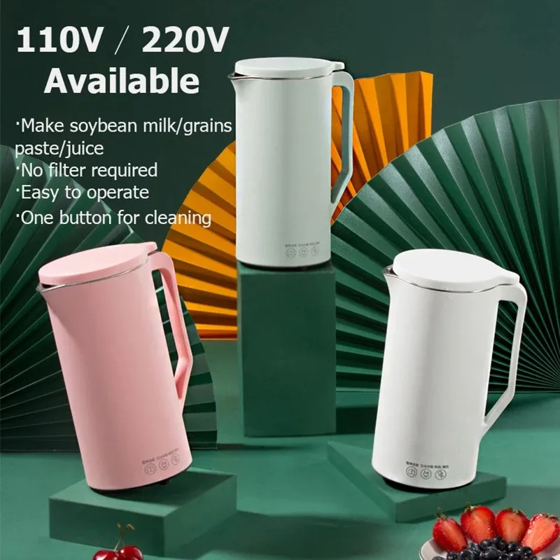 2022 New Soy Milk Machine Juicer Automatic Heating Filter-Free Soybean Vegan Milk Juice Maker Kitchen Tools 110V/220V