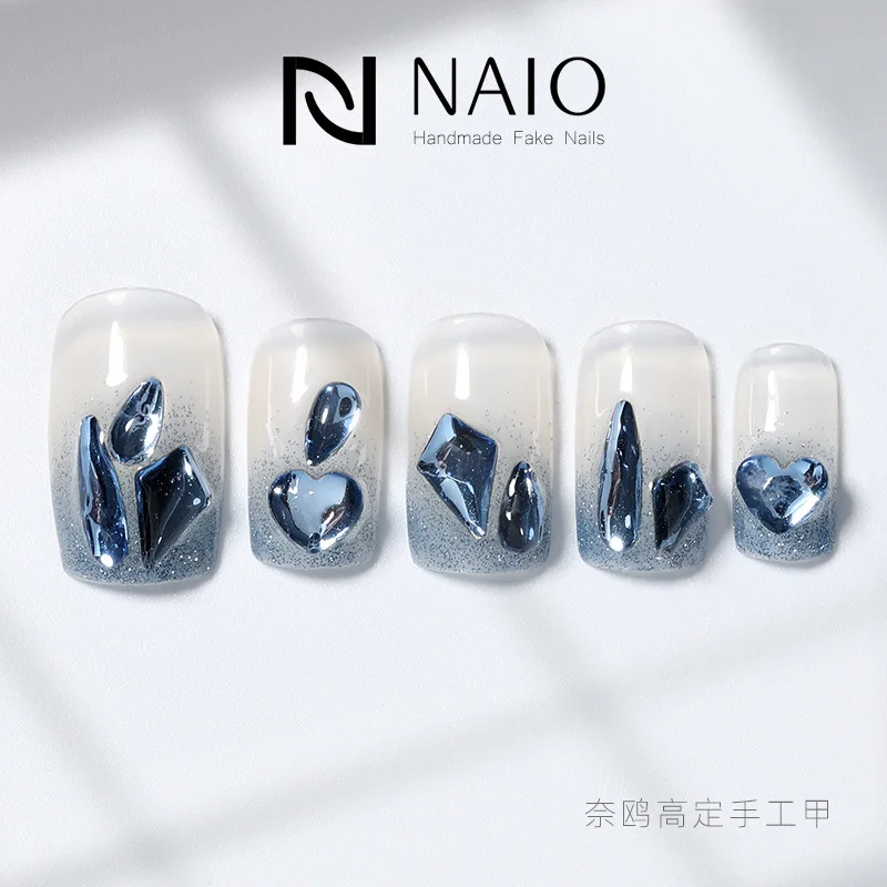 

Reusable High-Grade Pure Handmade False Nails Shiny Rhinestones Handmade False Nails DIY Private Customization 10 Pieces/Set