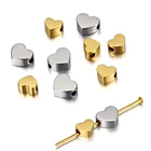 Золотые бусины в форме сердца из нержавеющей стали, 5 шт., 8 мм, бусины с отверстиями для рукоделия, фурнитура для изготовления ювелирных изделий