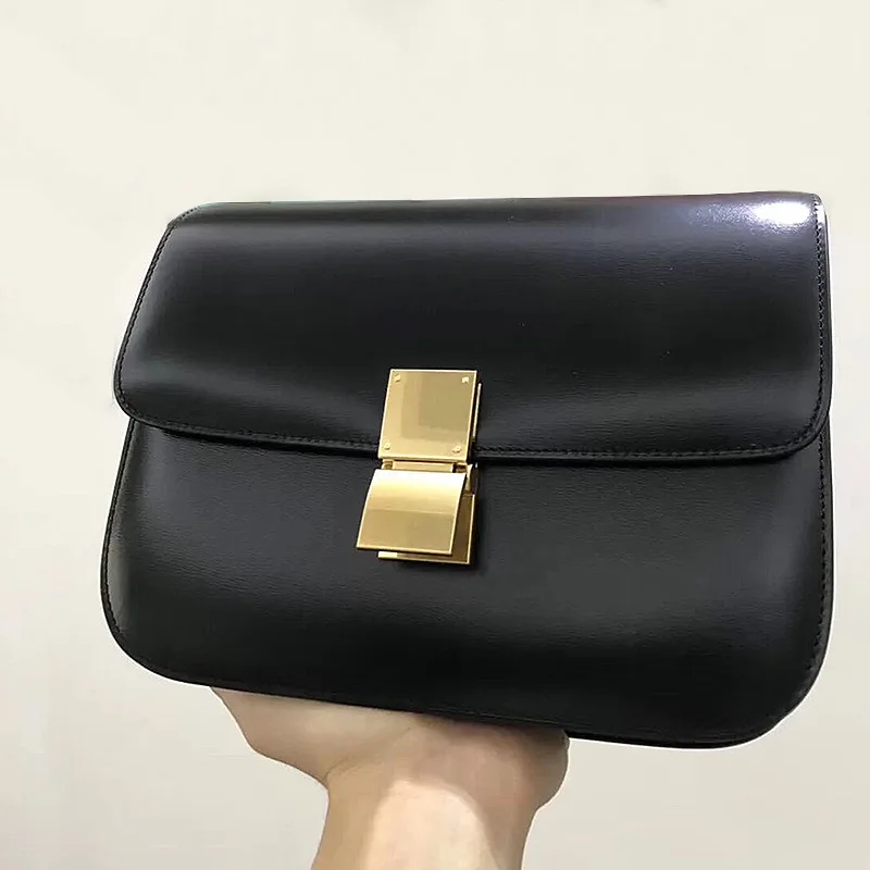

Ladies luxury shoulder bag classic cowhide diagonal box lock small square bag high-quality leather tofu bag