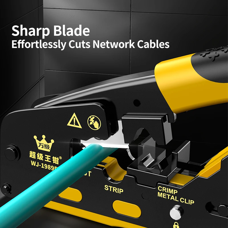 Многофункциональный обжимной инструмент WANJEED для разъемов RJ45 Cat5eCat6Cat6ACat7Cat8, со встроенной функциями зачистки, резки и обжима проводов (art.: 3920da0bdf190) - 3920da0bdf190