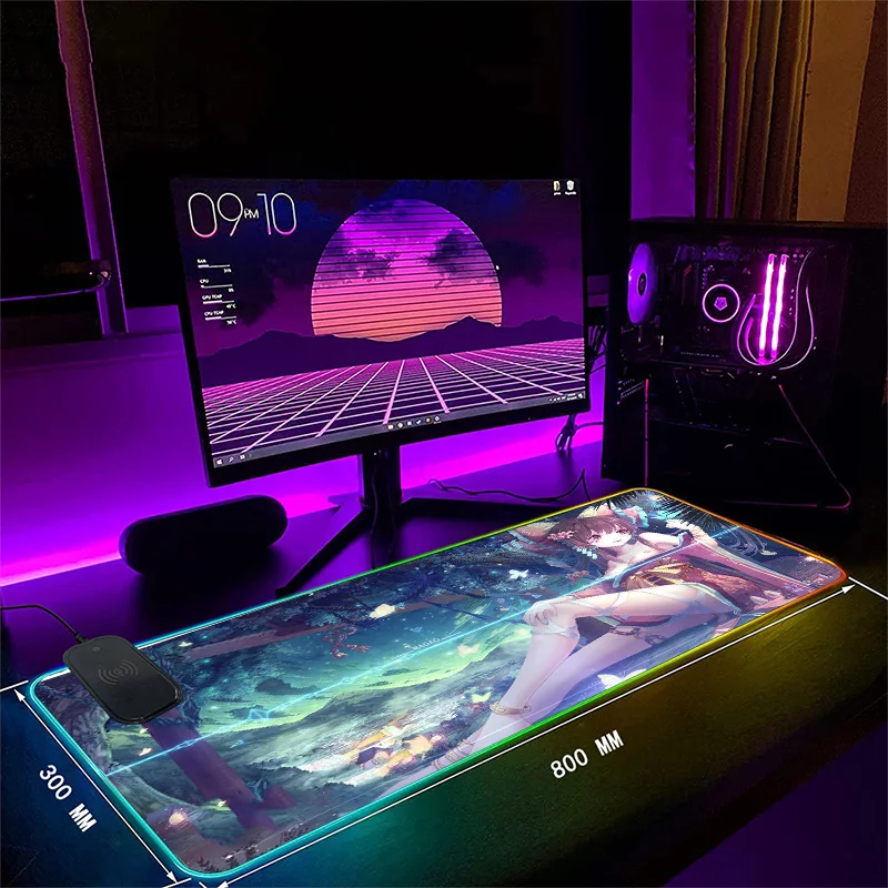 

Игровой Беспроводной коврик для мыши с аниме No Game No Life, с подсветкой