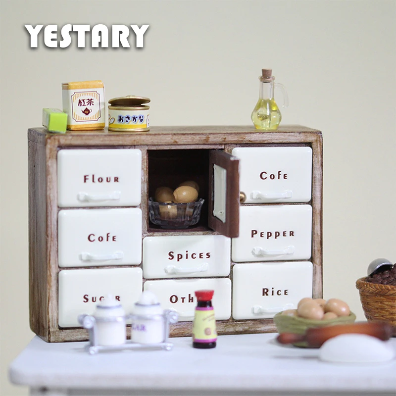 

YESTARY BJD Dollhouse Furniture Accessories Retro Spice Cabinet Dollhouse Wood Furniture For 1/6 1/12 Blythe OB22 OB24 OB11 Doll