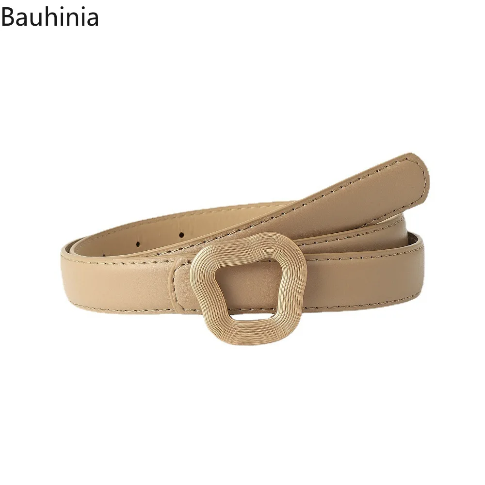 Bauhinia 2022 New Youth Student Fashion PU Belt 103*2.4cm Geometric Alloy Buckle All-match Jeans Women's Belt