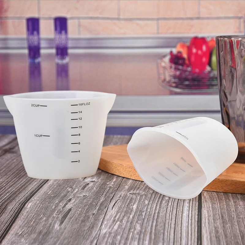 

Практичная силиконовая мерная чашка, удобная мерная чашка для жидкости, 500 мл/250 мл, полимерные смешивающие чашки, портативная визуальная шк...