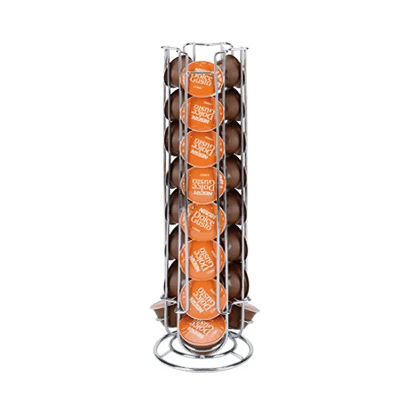 

Iron Chrome Plating Display Capsule Rack Coffee Pod Holder Stand Storage Shelves For 24pcs Dolce Gusto Capsule