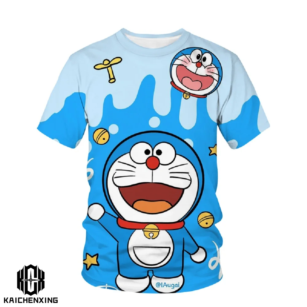 

2023 Doraemon Shirt Children's T-shirt 3D Custom Printed Boy Girl Clothing Crewneck Short Sleeve Top Fashion Punk Street Wear