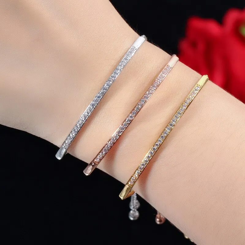

Women's Simple Bracelet Adjustable Alloy Diamond Jewelry Gold Silver Rose Gold 3 Piece Set, 1 Piece Each