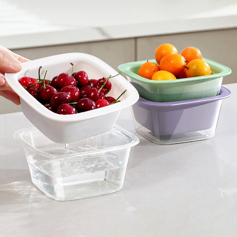 Двухслойная сливная корзина для овощей и фруктов бытовая чаша мытья кухонное