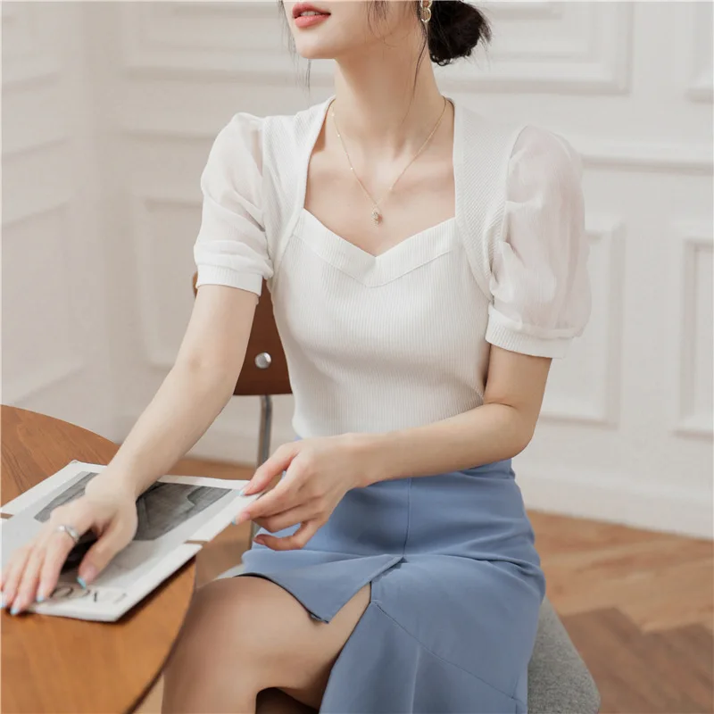 

T-shirt women's early spring 2022 new short sleeves WHITE
