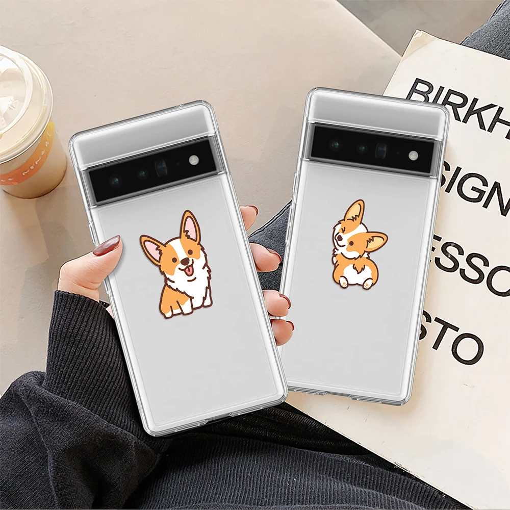 

Cute Corgi Case for Google Pixel 7a 7Pro 7 6a 6 6Pro 5 5a 5G 4XL 4 2 3XL 2XL 3 3a 3aXL 4a Transparent Soft TPU Cover Fundas