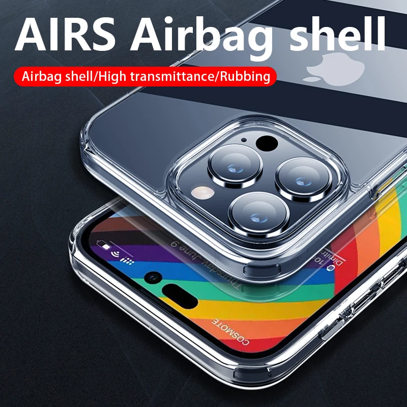 

Luxury Transparent Plating Hole Phone Case For Iphone 14 Iphone14 Pro Max Plus Camera Glass Film Full Protector Cover