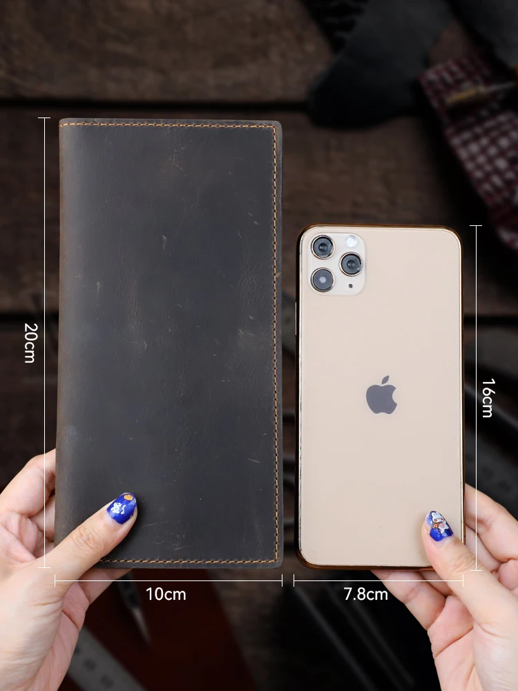 Винтажный кошелек из натуральной кожи Crazy horse Мужской Длинный клатч сумка ручной