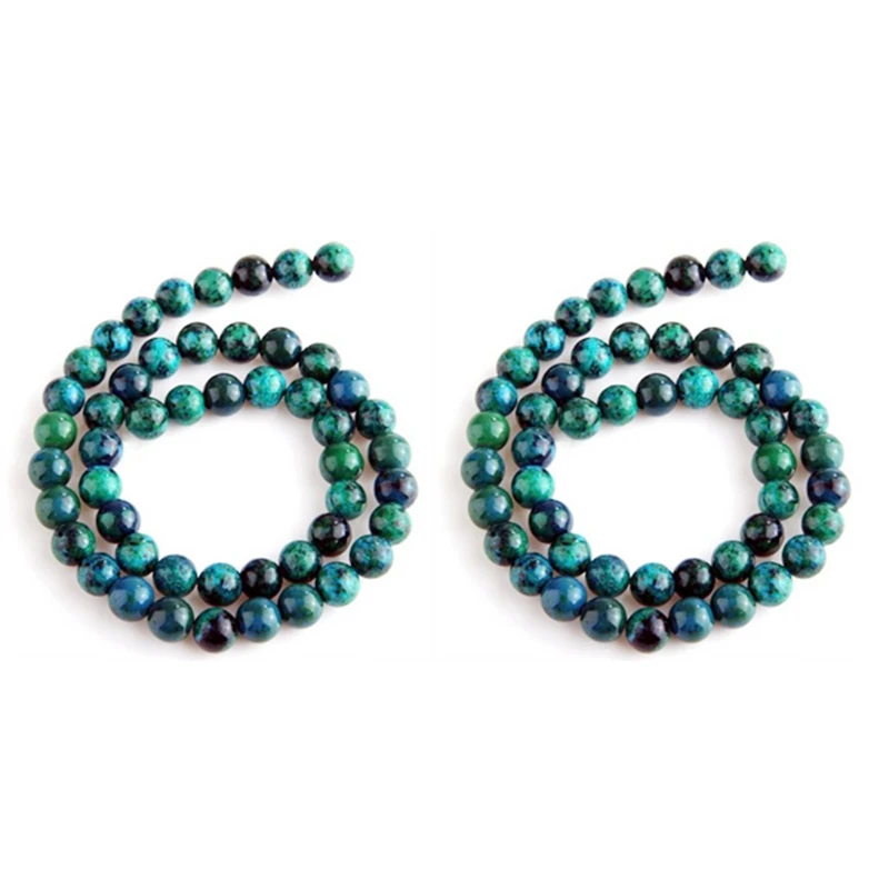 

2X Chrysocolla Round Gem Gemstone Loose Beads 8mm Strand HOT