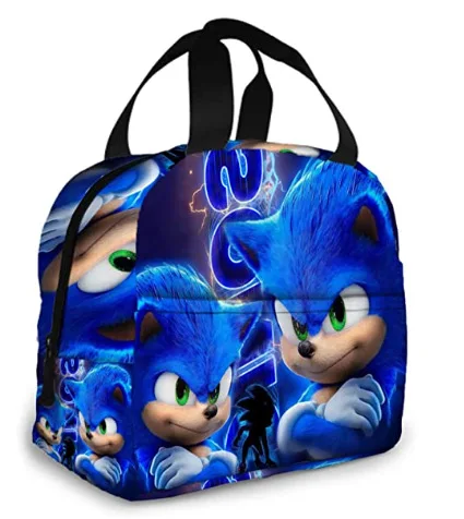 

3D Printed Hedgehog Sonic Cartoon Portable Ice Bag Children Students Insulation Lunch Bag Portable Outdoor Picnic Tote Bag