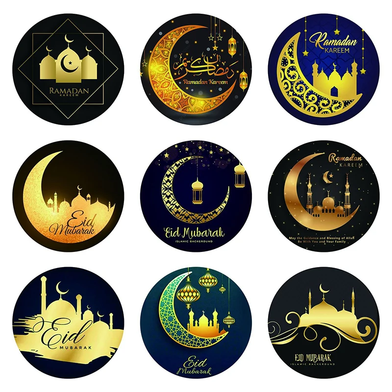 

90pcs EID Mubarak Decor Stickers Moon Lantern Gifts Labels Ramadan Kareem Decoration Eid al-fitr Muslim Party Gifts Decor Tag