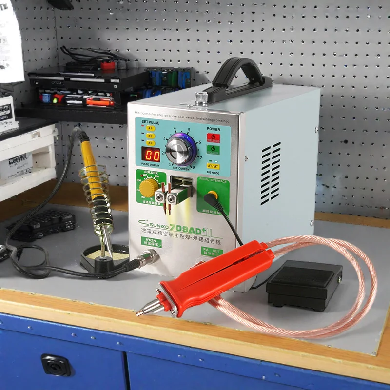 SUNKKO 709AD+ аккумуляторный аппарат для точечной сварки 4в1 с фиксированным импульсом