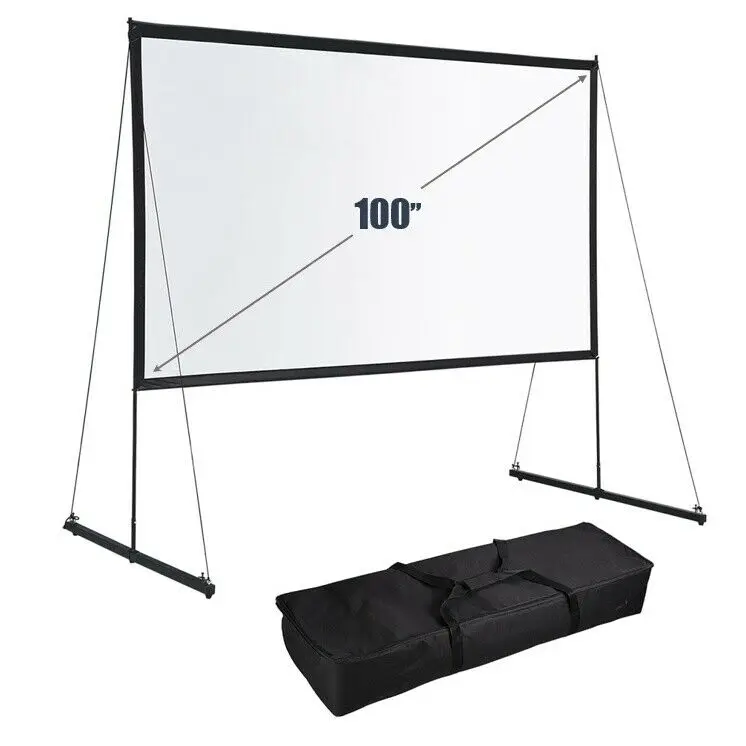 

100 in Diagonal Portable Detachable 16:9 Projector Screen with Stakes and Ropes