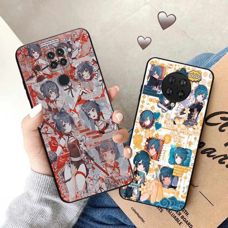 Матовые чехлы для телефонов Redmi 9 9A 9C 9T K40 K60 A3 A2 A1 Plus Note 9s 8T 7 8 Pro A3X Genshin ударный черный