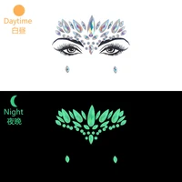 3d female fake tattoo glowing face jewelry temporary tattoo festive party stage show facial makeup diy glow rhinestones stickers