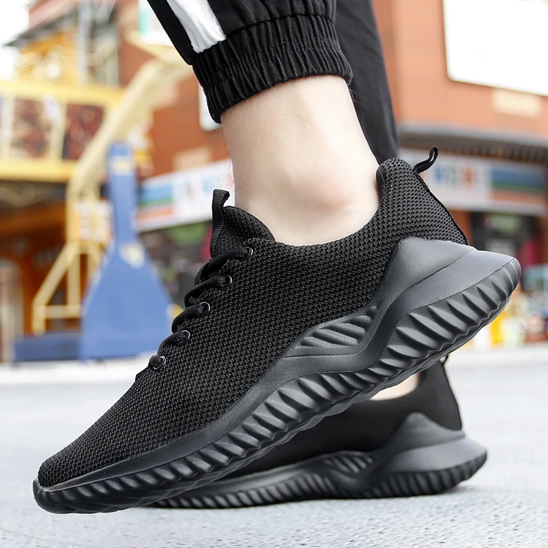 

Кроссовки мужские легкие из дышащего сетчатого материала, спортивная обувь для бега, амортизирующие, повседневные Черные