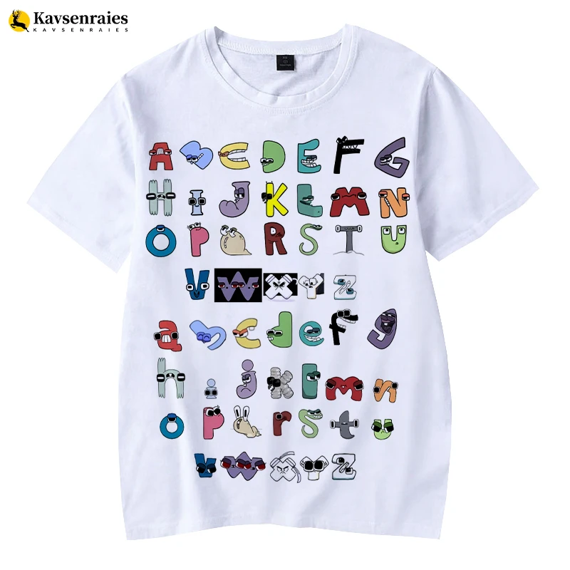 Футболка с алфавитом ЛОР Повседневная летняя детская футболка буквенным