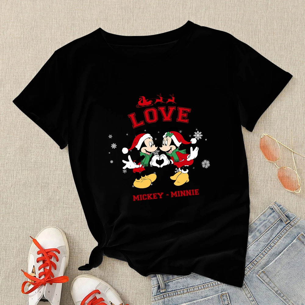 

Disney Mickey Minnie Love Family T-shirt Women Fashion 2022 Christmas Clothes Festival Vibes Tops United States Xmas T Shirt
