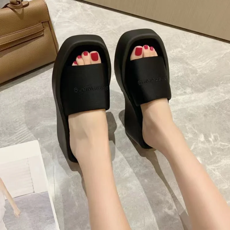 

Туфли женские с открытым носком, повседневные однотонные, на платформе, летняя обувь, 2023