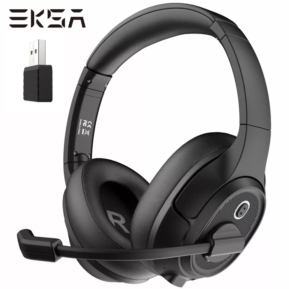 

EKSA H6 Wireless Headphones Bluetooth 5.0 Headset with USB Dongle ENC Call Noise Cancelling Mic 30H Playtime For Office Computer