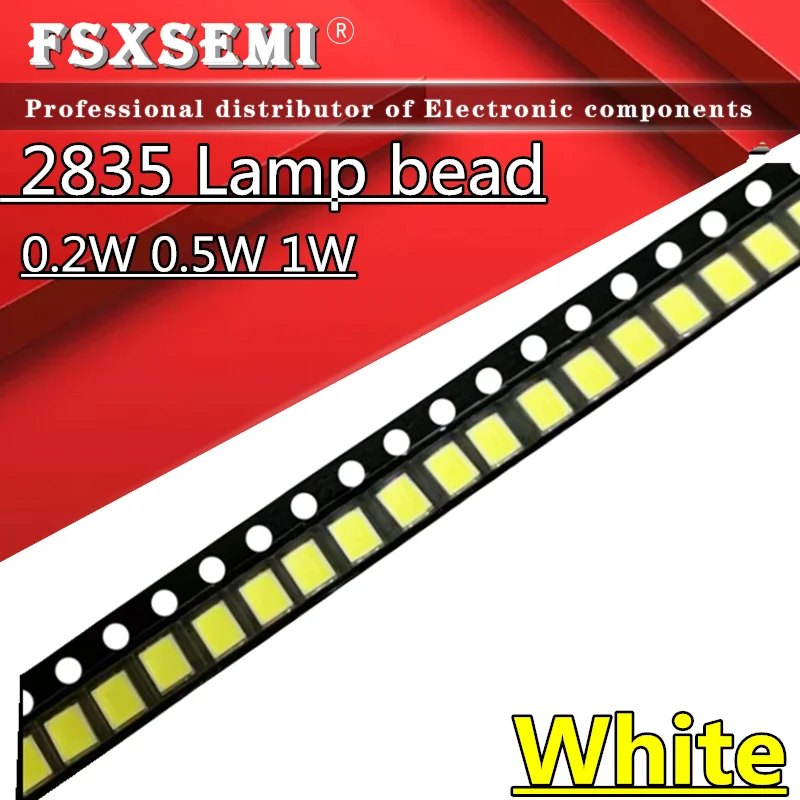

100pcs 1W 0.5W 0.2W High Brightness SMD LED 2835 Lamp bead White 3V 6V 9V 18V 36V 150MA/100MA/30MA/60MA/80MA 6000-6500K Diode