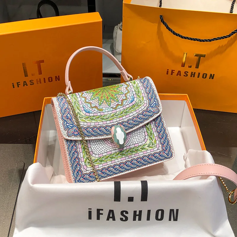 

Women Color Print Design Phone Bag Versatile Messenger Bag New High-Quality Portable Shoulder Bags Leather Flap Clutch Bag