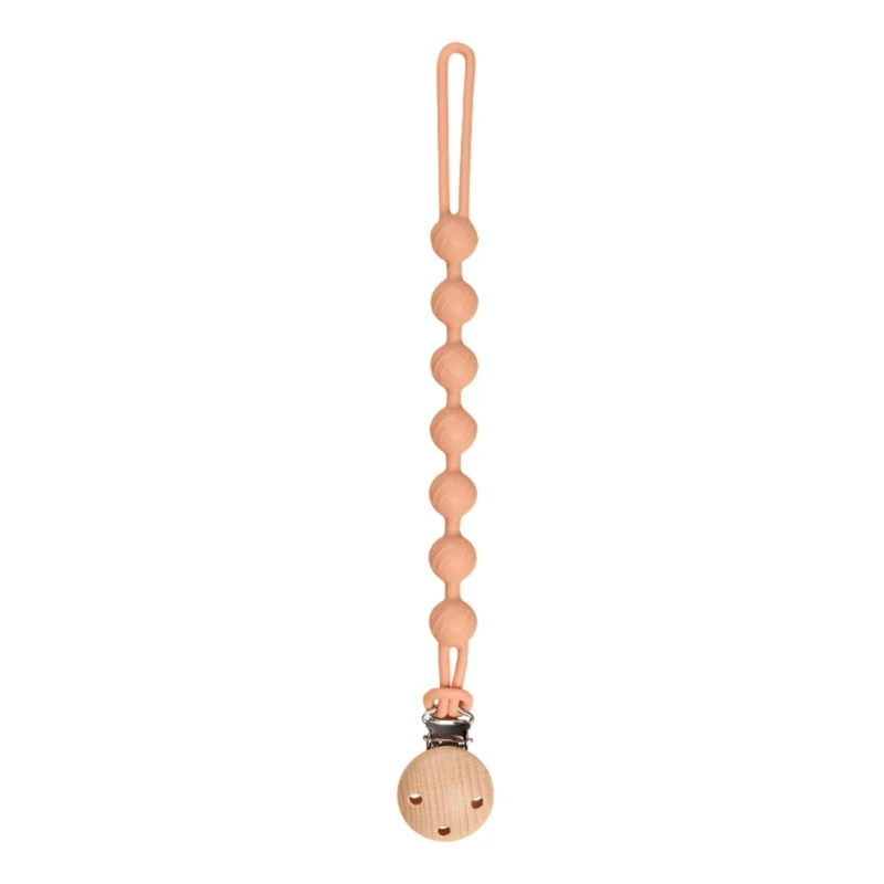

Silicone Pacifier Clip Holder Strap with One-piece Design, Beech Dummy Nipple Clip Shower Gift for Baby Boys Girl