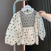 heart print girls shirt 2 8t toddler kids baby clothes elegant long sleeve loose top blouses fashion streetwear outfit hemden