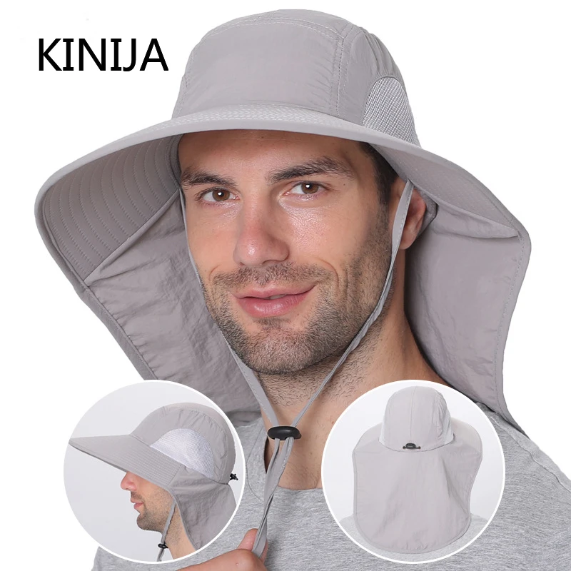 New Outdoor Fisherman Hat for Men Women Summer Quick Drying Neck Protection Visor Cap Anti UV Breathable Fishing Safari Hat