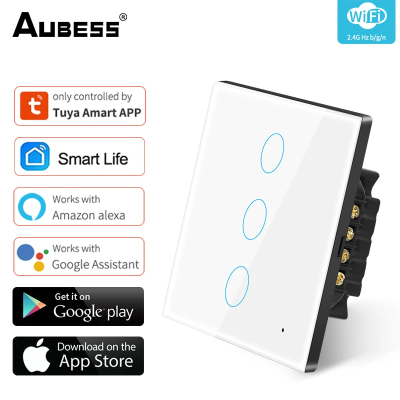 

Tuya WiFi Touch Switch Light Wall Panel Smart Switch 100-250V EU Automation Home Smart Life Alexa Google Home 1/2/3/4Gang