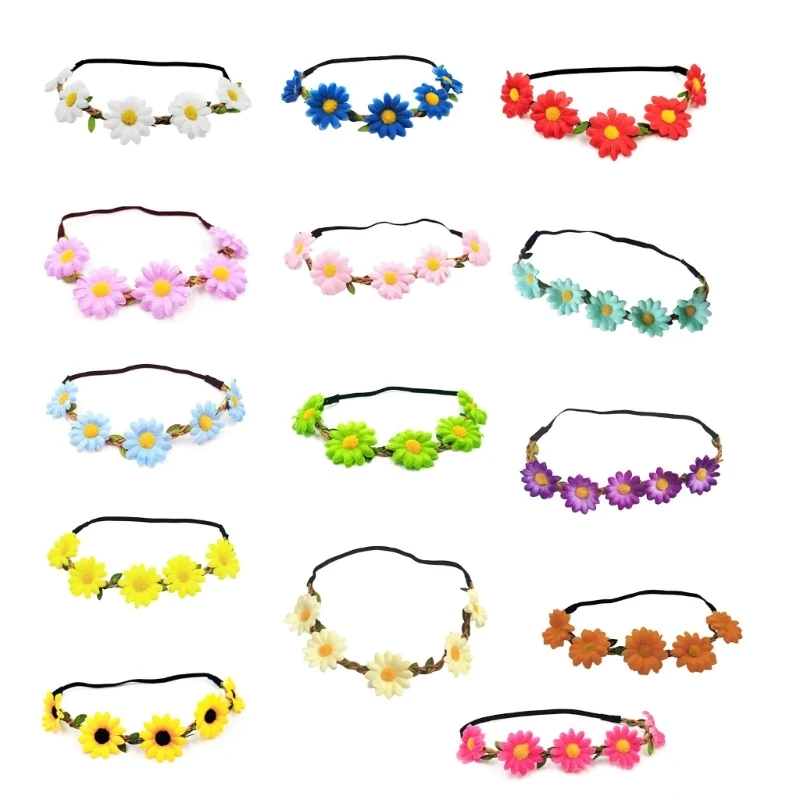 Цветочный венок с ромашками эластичная повязка на голову головной убор цветком