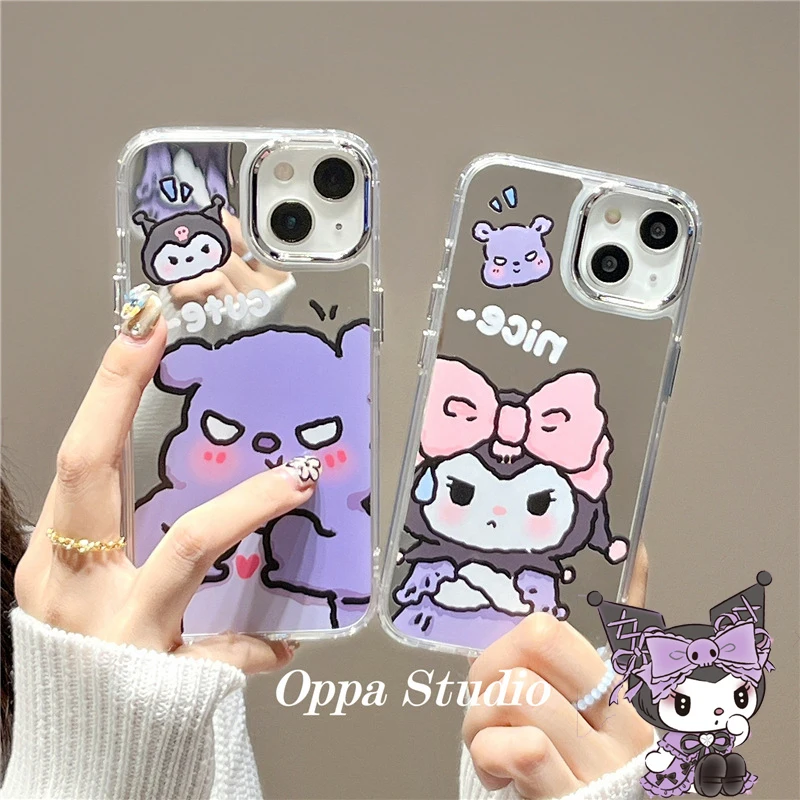 

Kawaii Sanrio Kuromi мультфильм печать силиконовый чехол для Iphone милые девушки Y2K простой стиль искусственная серия