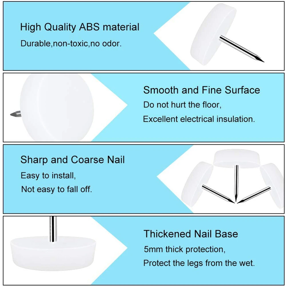 

50 Pcs Furniture Sliders Nail Nylon Silicone Furniture Pads Floor Protector For All Types Of Furniture Installation Tools