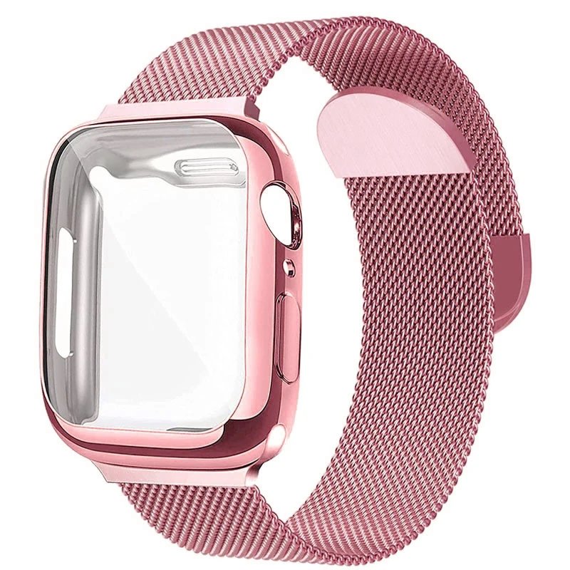 Магнитная Петля + чехол для Apple Watch band 44 мм 40 металлический ремешок iWatch 41 45 браслет
