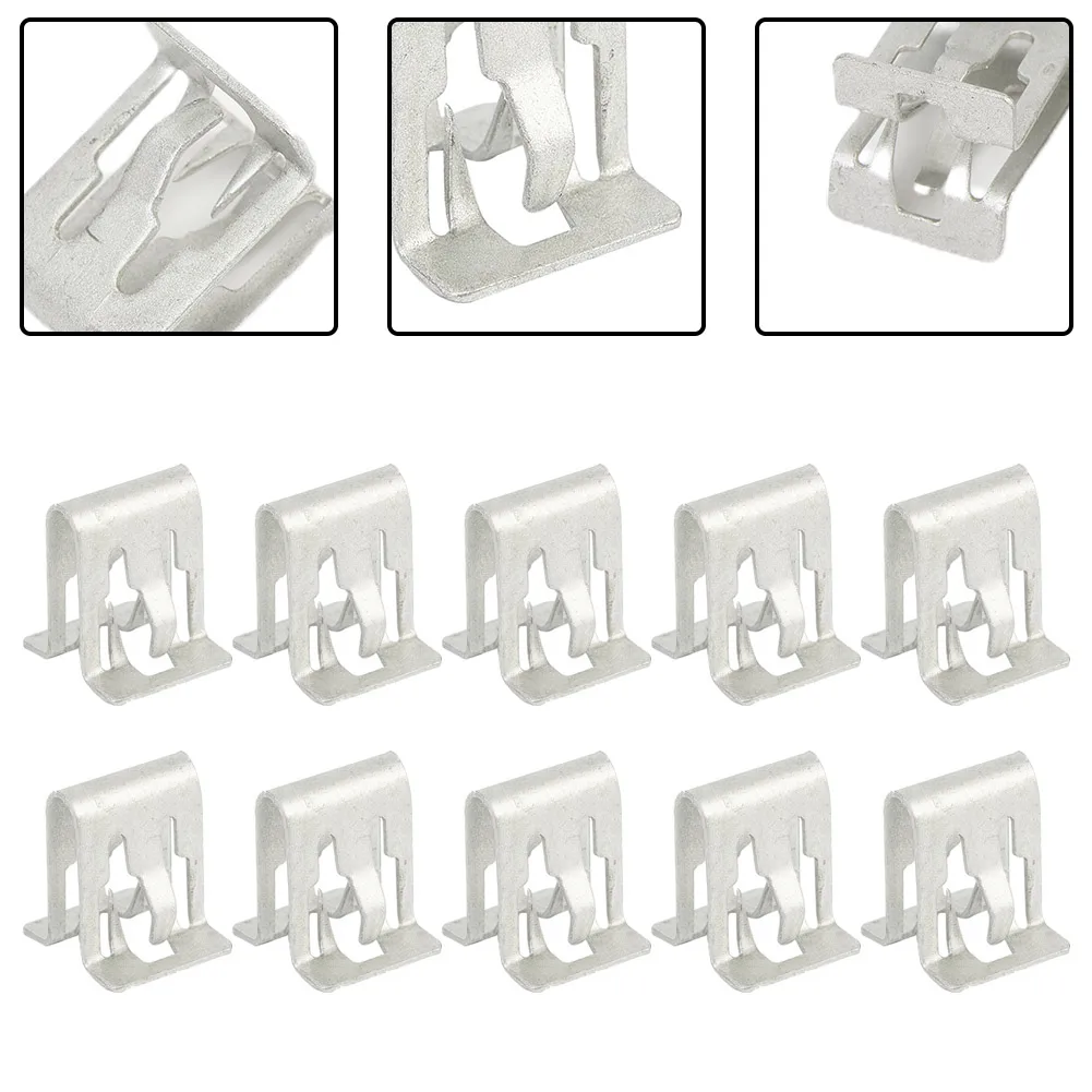 

10pcs Car Fasteners Retainer Clips Dashboards DVD CD Panel Interior Trim Plate Fixed Iron Clip Buckle Universal Accessories