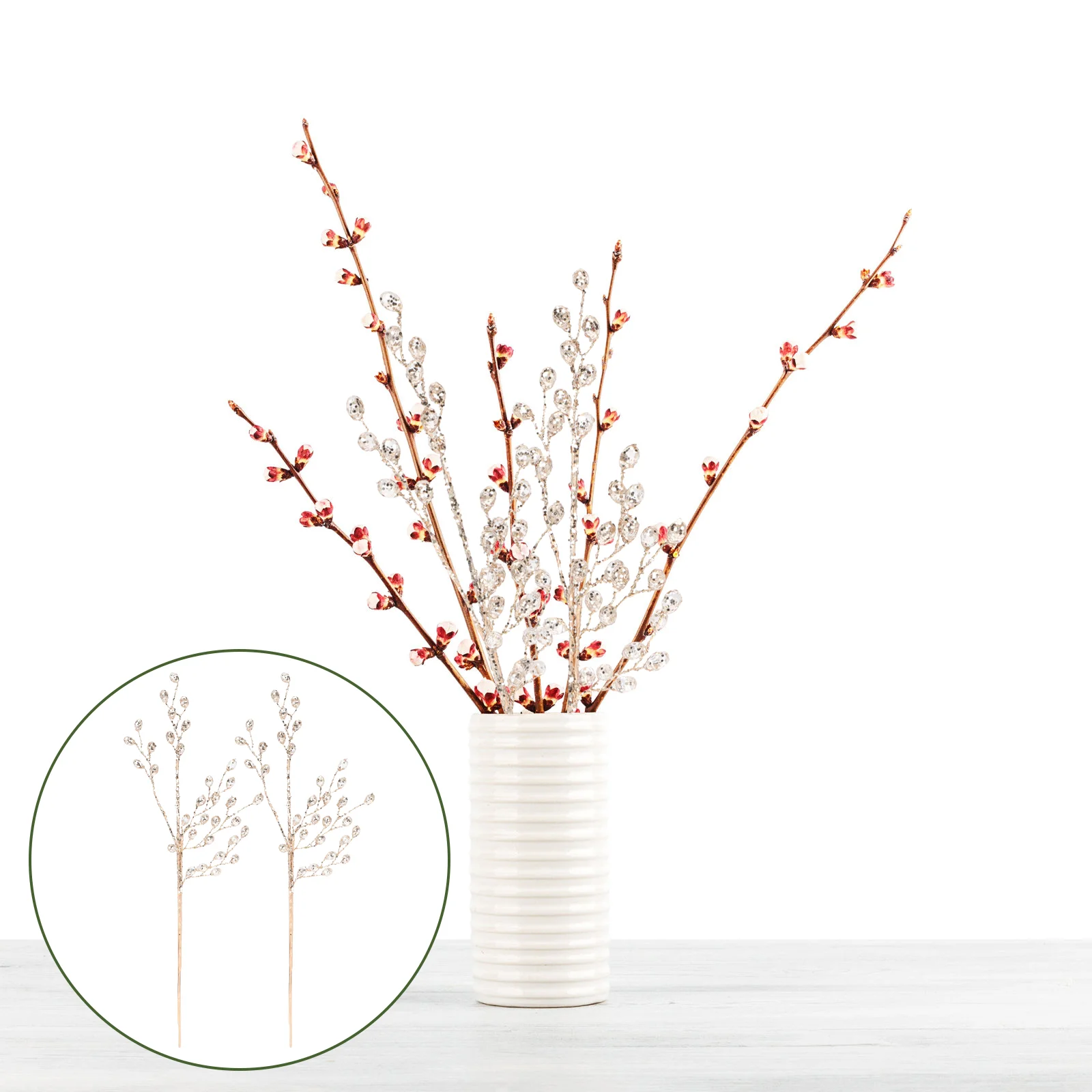 

Christmas Decorations Fake Berry Branches For Xmas Artificial Berry Stems Christmas Acrylic Beads Picks