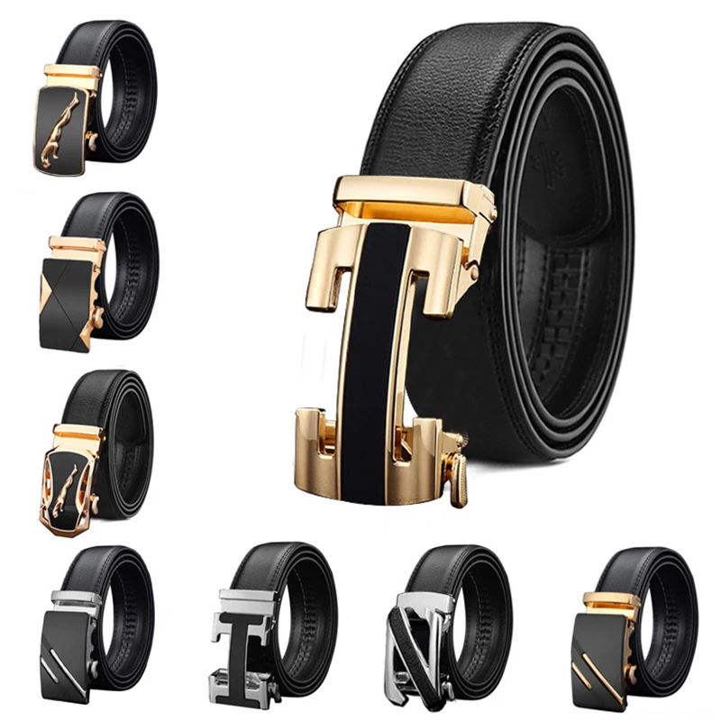 Belts for 3.5cm Width Sports Car Brand Fashion Automatic Buckle Black Genuine Leather Men's Jeans High Quality Waist Male Strap