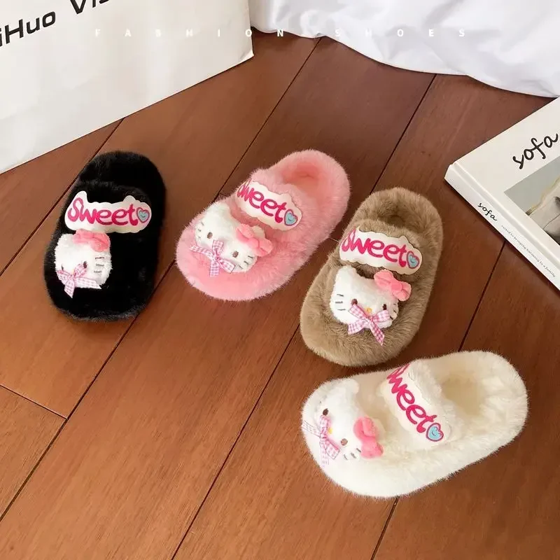 Милые теплые тапочки Sanrio в стиле аниме Hello Kitty Kawaii домашние мягкие детские милые с