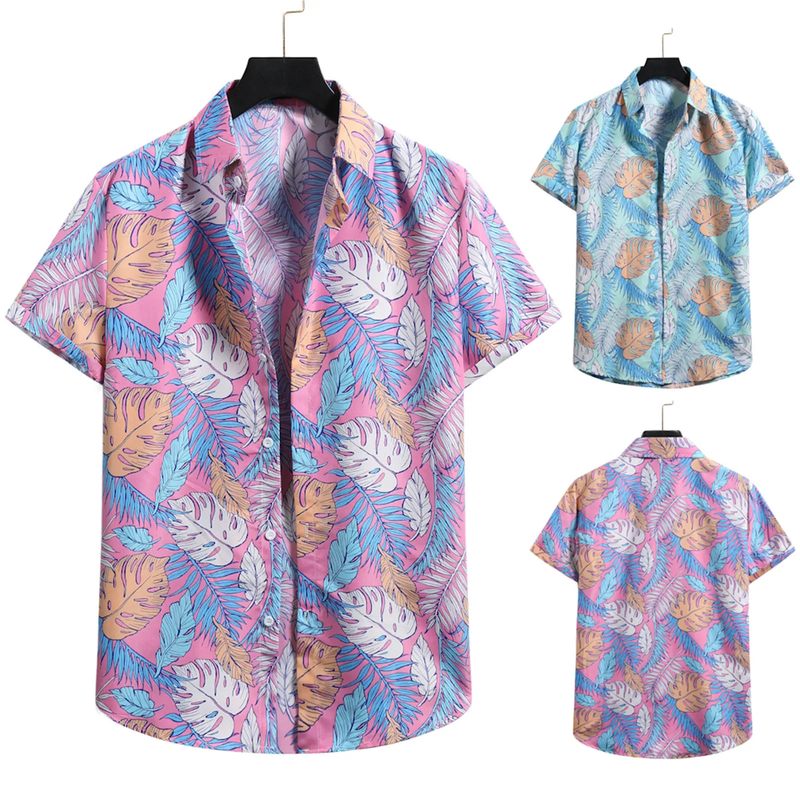 

Yoga N Hawaiian Shirt Men's Short Turtleneck Flower Shirt Cardigan Sleeve Men's Beach Men Shirts Top Tee Leotard Shirt Men