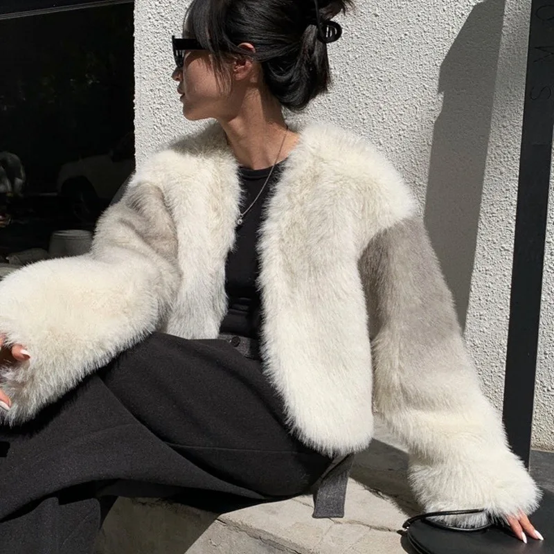 

Silky thickened fur coat for autumn and winter