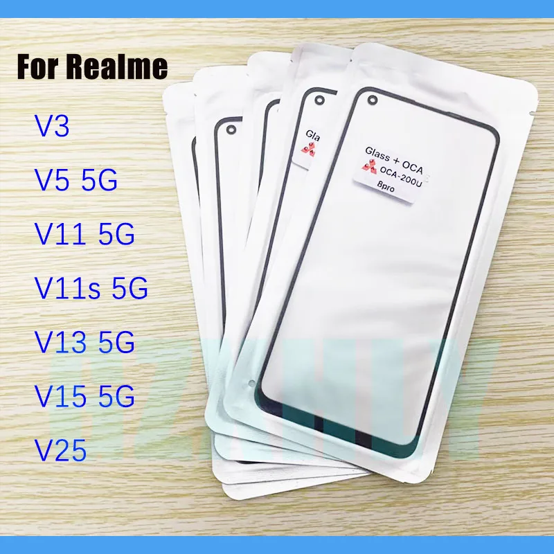 

10pcs/lot Front GLASS + OCA LCD Outer Lens For OPPO Realme V25 V3 V5 V11 V11s V13 V15 5G Touch Screen Panel