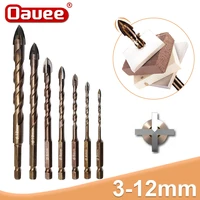 oauee 3 12mm cross hex tile drill bits set for glass ceramic concrete hole opener brick hard alloy triangle bit tool kit