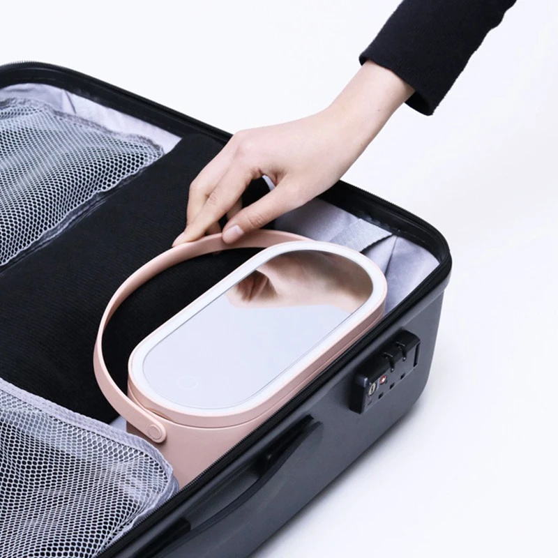 

Storage Box With Mirror Cosmetics Makeup Hair Storage Skin Care Products Makeup Mirror Protable Storage Tools Home Accessories